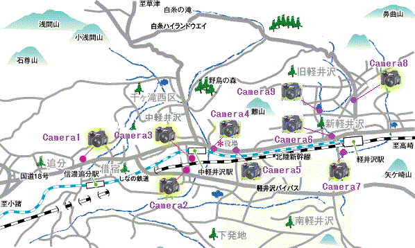 軽井沢町ライブカメラ位置図