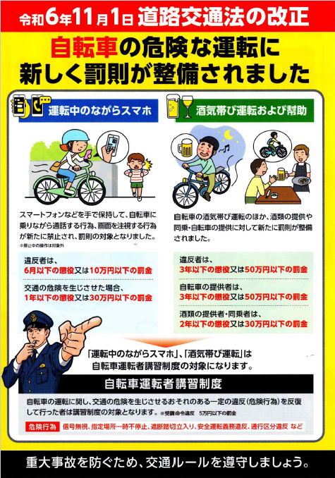 自転車のながら運転、酒気帯び運転の厳罰化チラシの画像2