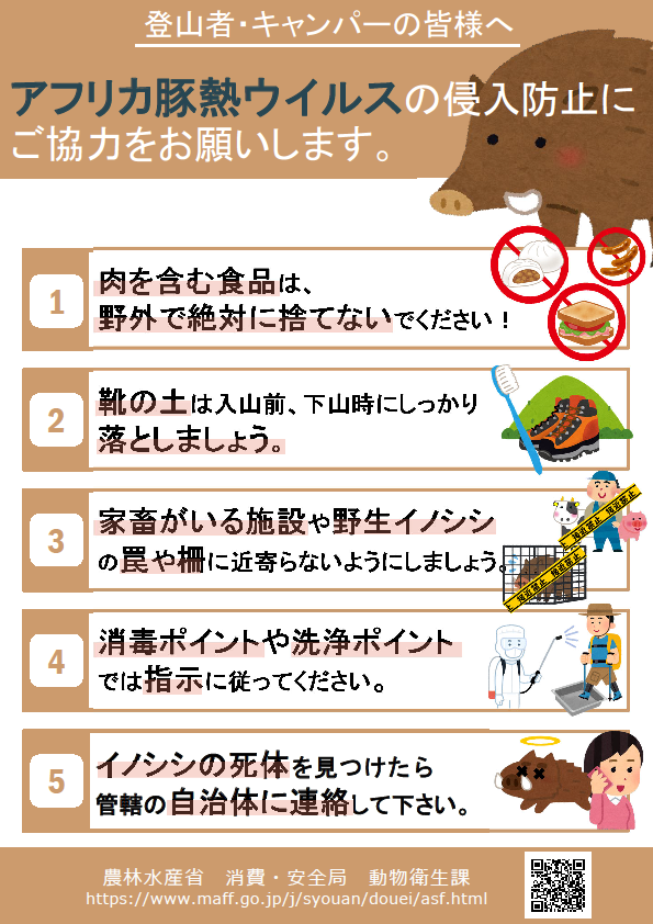 アフリカ豚熱（Asf）発生防止に向けた対策についての注意喚図1