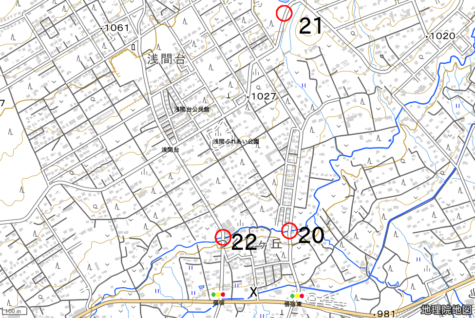 水難危険箇所20から22の場所の地図