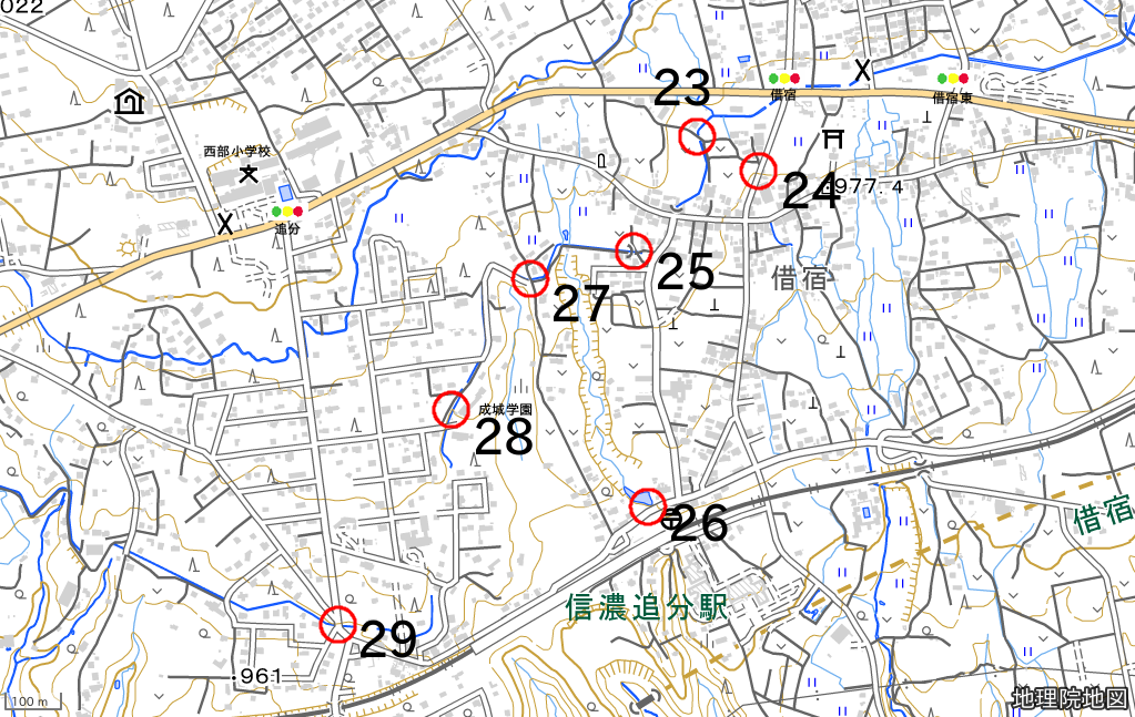 水難危険箇所23から29の場所の地図