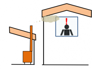 煙突と窓高さの画像