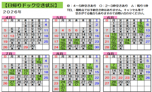 日帰りドック空き枠