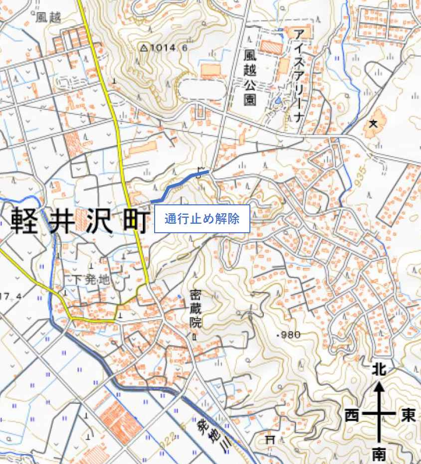 通行止め解除箇所の地図