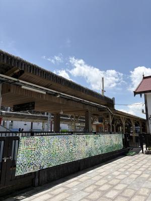 しなの鉄道軽井沢駅での展示1