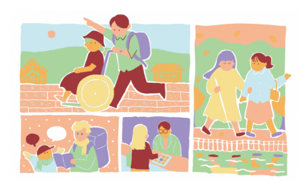 町の中で様々な人が暮らす様子